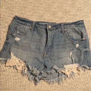Mossimo Distressed Lace Jean Shorts